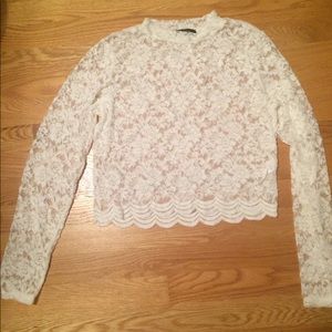 White lace cropped top